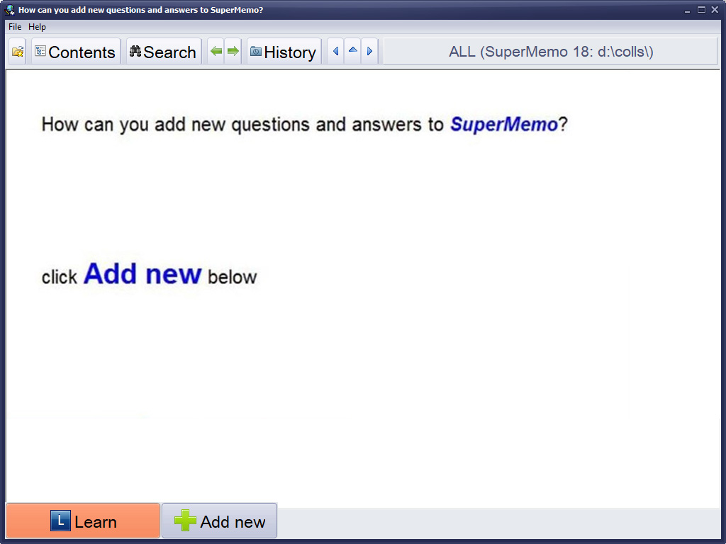 SuperMemo 新增新內容介面